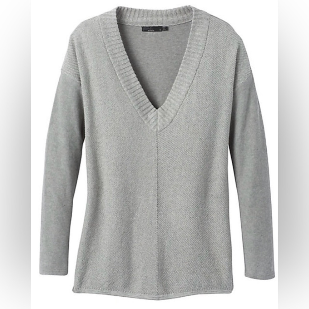 Prana Gray V-Neck Sweater